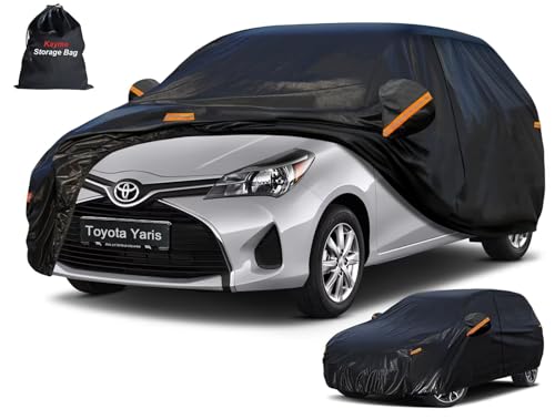Image of Kayme 7 Layers Hatchback Car Cover Custom Fit for Toyota Yaris (2005-2026), Waterproof All Weather for Automobiles,Rain Sun UV Protection.Black