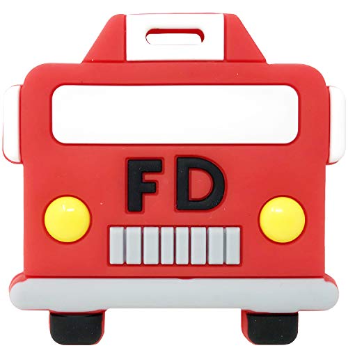 Image of Silli Chews Baby Teether Unisex Fire Truck Toy Favorite Infant Silicone Teething Toy Fire Engine Red Silly Chew Toys
