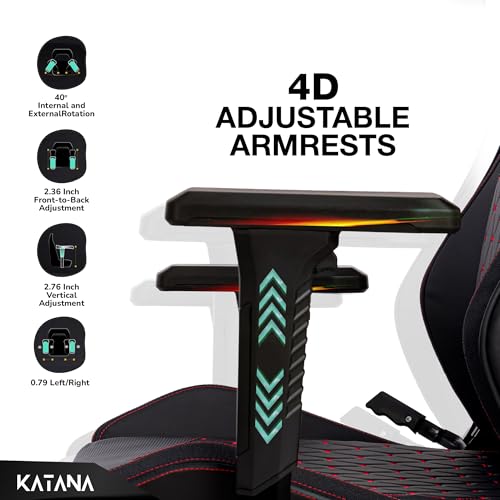 KATANA KT-04 Ergonomic Gaming & Office Chair | Multi-Functional with 4D Adjustable Armrests, Premium PU Leather, Neck Pillow & Retractable Footrest... - Image 5