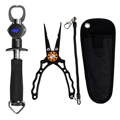 Alicate de pesca com corda de cordão, alicate de pesca com tira de peixe, anel dividido, garra de pe