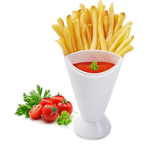 Ruzida French Fry Holder With Sauce Cup Holder Dip Pp Material French Fries Cup Vegetable Salad Cup Creative Diagonal Tableware Cup Portable Snack Containers For Children Adult Use #TOP1