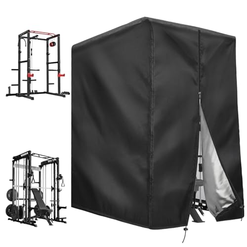 Letsteel Squat Rack Cover with Waterproof Zipper, Protective Cover for Power Cage/Weight Lifting Rack/Weight Cage/Power Racks for Home Gym Equipment Storage-Indoor & Outdoor Use, 64