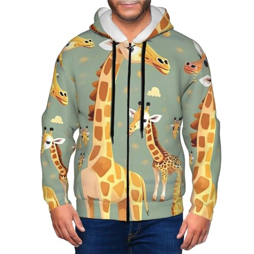 Sweatshirt zippé girafe homme en polyester doux de taille S à 3XL