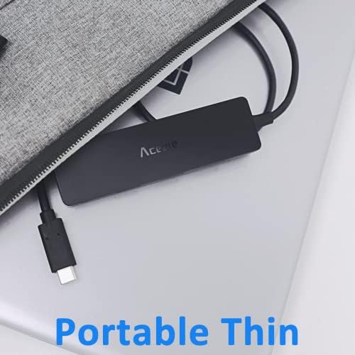 Aceele USB C Hub, Ultra Slim USB Type C Adapter with USB 3.0 4 Port Thunderbolt 3 Compatible for Oculus RiftS, MacBook Pro 2018 2017 iMac, DELL XPS 15, Huawei P20