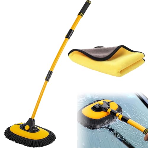Estética Automotriz, Automotive Parts and Accessories Cepillo para Lavar Carros con Mango Largo y Curvo, Cepillo para Lavar Carros, Cepillos de Lavado con Mangos de 15 ° doblar. Kit de Limpieza para Auto, para...