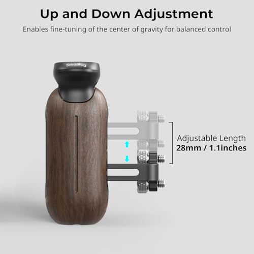 Image of SmallRig Wooden Side Handle for Camera Cages with 1 /4 inch-20 Threaded Holes, Left or Right Side Ergonomic Handgrip, 28mm / 1.1in Vertical Adjustment, 15kg / 33.1lb Load Capacity