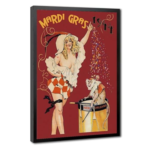 Impression sur toile vintage Mardi gras cadre à suspendre décoration bureau