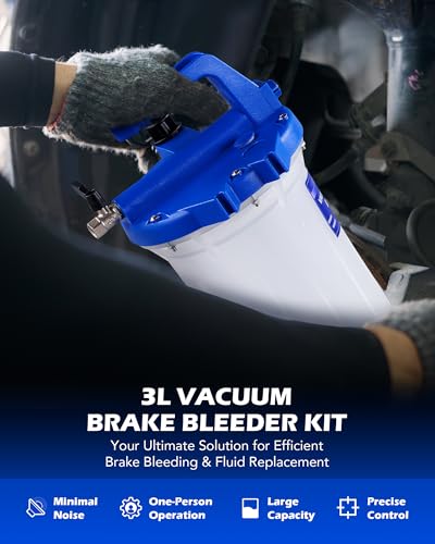 Image of OMT 3L Vacuum Brake Bleeder Kit, 3.2 qt Pneumatic Brake Fluid Bleeder Kit | ABS Brake Fluid Extractor 1L Refilling Bottle 18 Adapters, One-Person Brake Bleed Fluid Pump Brake Bleeding Tools