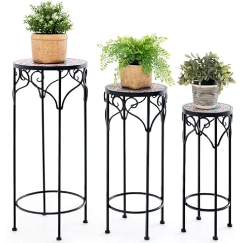 TANGZON 3PCS Tall Mosaic Plant Stand Cover