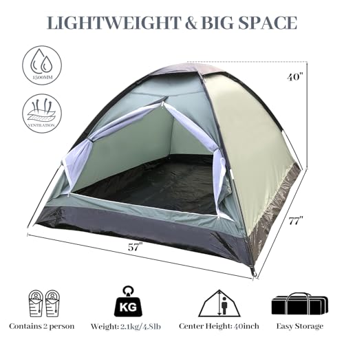 Carpa dome impermeable para 2 personas XL camping miniatura 2