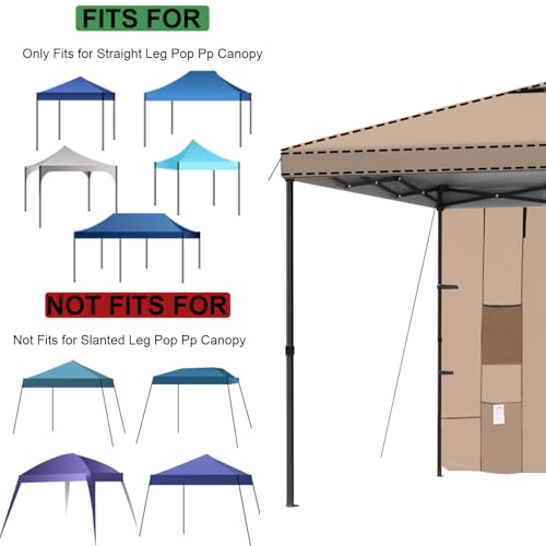 KAMPKEEPER Instant 25,4 x 25,4 cm Baldachin-Seitenwände mit 4 Taschen für Pop-Up-Baldachinrahmen, 2 Stück, Sonnenwände passend für 3 m Außen-Vordächer mit geradem Bein (Khaki)