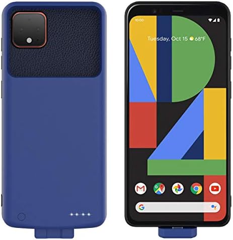 Moonmini Compatible with Google Pixel 4 XL Battery Case, 7000mAh Rechargeable Portable External Battery Charger Pack Slim Extended Power Bank Backup Charging Case for Google Pixel 4 XL Blue