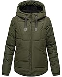 navahoo giacca invernale da donna, calda, con cappuccio, palline di ghiaccio, taglie xs-xxl, verde oliva scuro, m