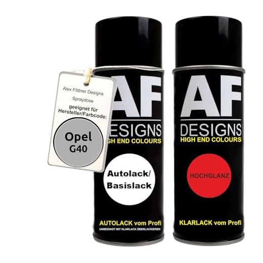 Alex Flittner Designs Autolack Spraydose Set für Opel G40 MONDSTEIN GRAU metallic Basislack Klarlack Sprühdose 400ml