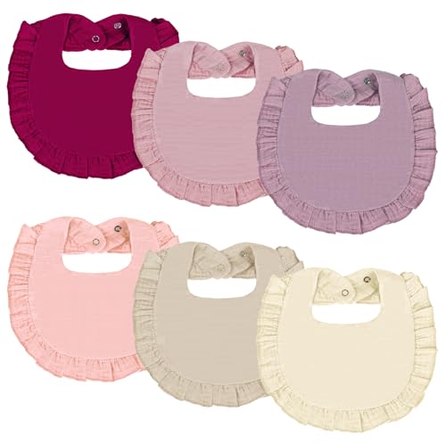 Oiomniv Muslin Baby Bibs, 6-Pack Bandana Drool Bibs Soft Cotton Adjustable Unisex Newborn, Toddler for Drooling Teething