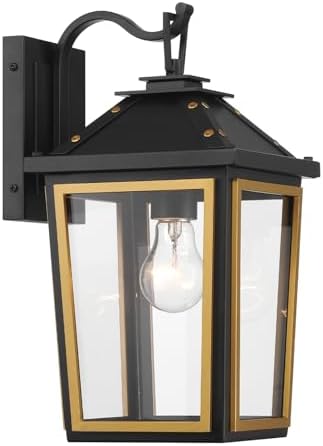 Crystorama Hawkins 1 Light Matte Black + Textured Gold Outdoor Sconce