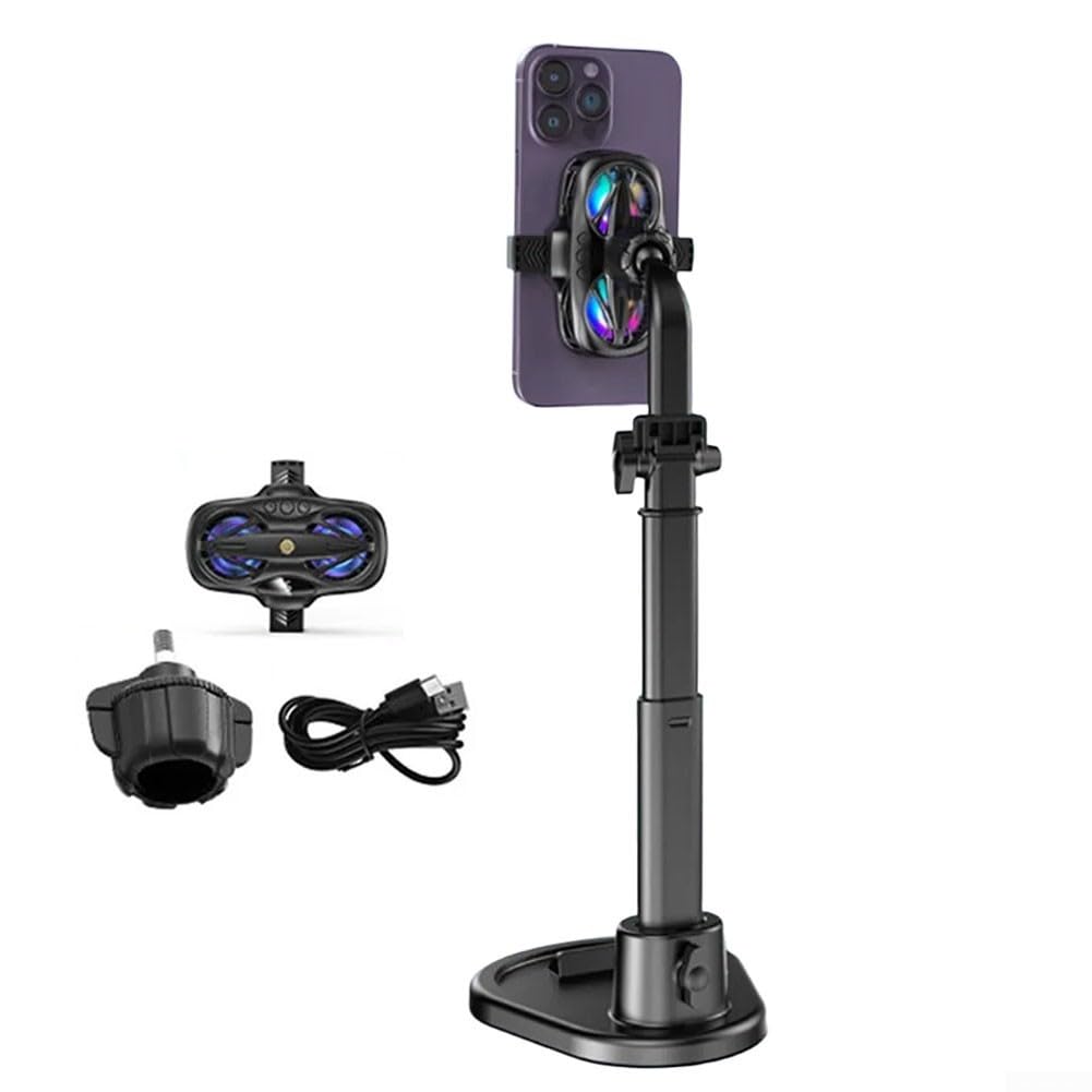 Ventilador de refrigeración para teléfono móvil con soporte, disipador de calor de bajo ruido para jugadores, radiador ABS portátil para juegos prolongados para sesiones, blanco y negro