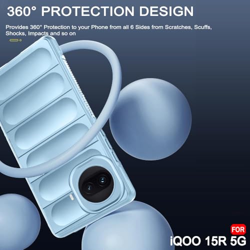 Image of TheGiftKart Liquid Silicon Back Cover Case for iQOO 15R 5G | Shockproof Military Grade Protection | Micro-Fibre Cloth On Inner Side | Built-in Anti-Slip Grip iQOO 15R Back Cover (TPU, Blue Silver)