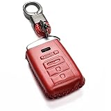 Vitodeco Leather Smar Key Fob Case Compatible with Acura RDX, MDX, ILX, TLX 2016-2020 (4-Button, Red