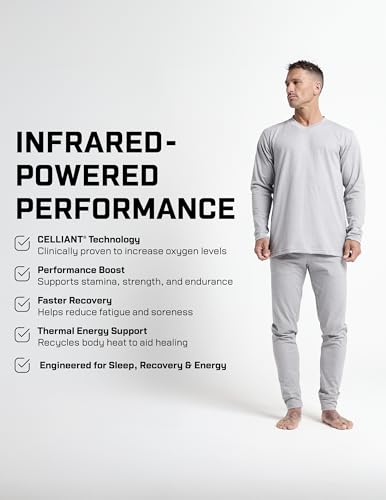 DFND Cooling Sleepwear V Neck Long Sleeve Shirt for Men – Celliant Infrared Recovery Technology - Made in USA4