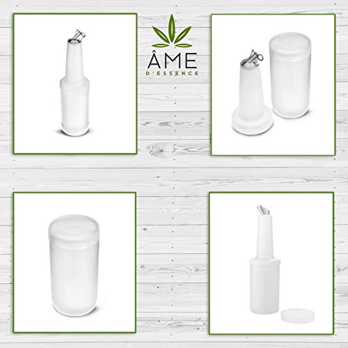 AME D'ESSENCE (6-PCS-1 Qt) White Store N Pour Spout Bottle Containers Flow-N-Stow Fruit Juice & Liquor Bar Pour Bottles 1 Quart
