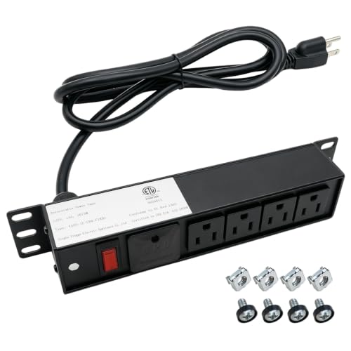 FIRMERST PDU para rack de 10 pulgadas, Multitoma 4 salidas con protección contra sobretensiones y cable de 1.83 metros miniatura 1