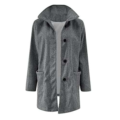 Long Pea Coats for Women Oversized Stand Collar Single Breasted Thicken Blazer Wool Blend Peacoat Jacket with Pockets3