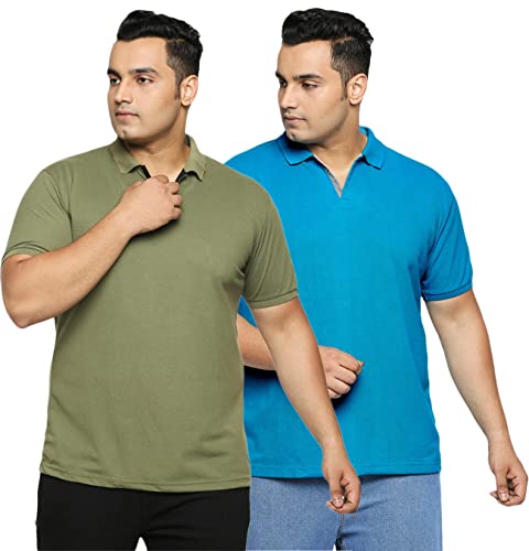 Image of Wear Your Opinion Men's Plus Size Half Sleeve Polo T-Shirt Combo (Set of 2)