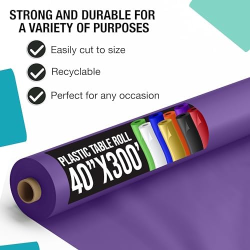 Premium Quality Plastic Table Cover Banquet Rolls 40" X 300' (Purple) - Exquisite - 1