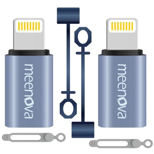 Meenova Paquete de 2 adaptadores USB C a Lightning de 30 W tipo C a convertidor de 8 pines, adaptador de Android a iPhone, compatible con Lightning para iPhone 14, 13, 12 Pro Max, con fundas de
