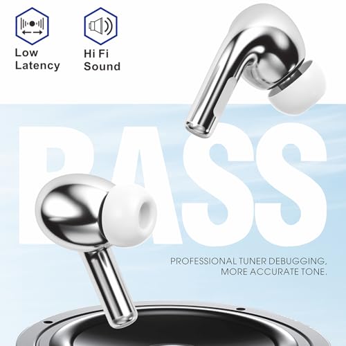 Image of ONE 7 Shine PODS Wireless in-Ear Earbuds | 13mm Dynamic Driver | Deep Bass | ENC Calling | Bluetooth v5.3 | Up to 36 Hours Playtime | Lightweight with Silicone Case (ON TWS-54) (Silver)