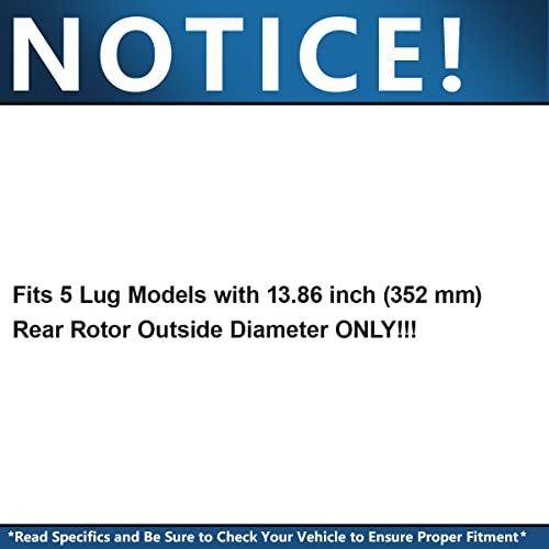 Image of Detroit Axle - Rear Brake Kit for Dodge Ram 1500 Durango Chrysler Aspen | Drilled & Slotted Disc Brake Rotors Ceramic Brakes Pads 5 Lugs : 13.86 inch inch Rotor