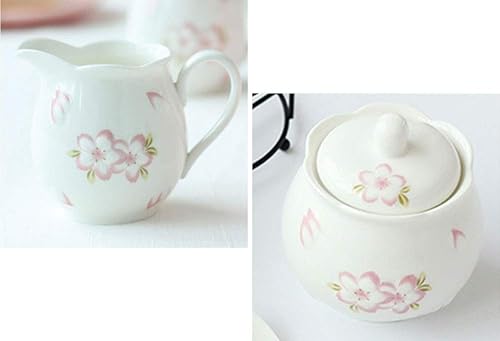 Miniatura 11 de Mathew Sakura - Juego de crema de cerámica y azucarero, juego de café para servir jarra de crema Rosado