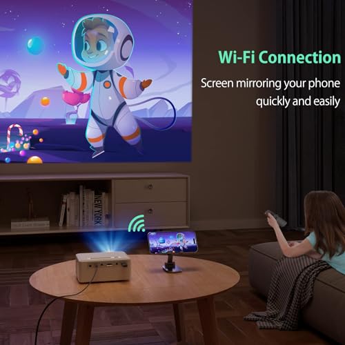 YOTON Mini Projector, Portable Projector with WiFi Bluetooth, 720P Native iPhone Video Projector for Home Theater, Compatible with iOS/ Android/PC/Tablet/Fire Stick