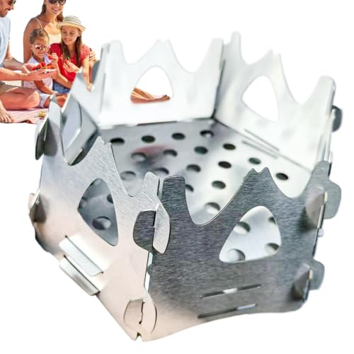Estufa de camping de leña, estufa de leña portátil | Estufa de combustión portátil para cocinar barbacoa,Estufa de leña, carbón vegetal y paja, equipo de mochilero para exploración