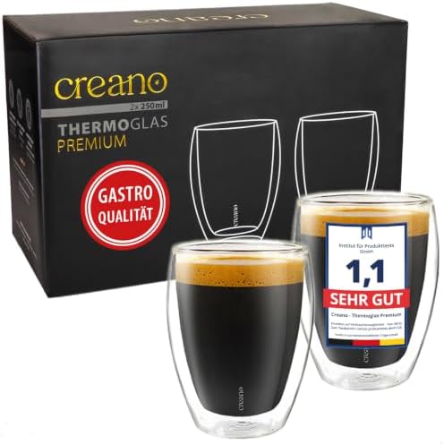 Creano PREMIUM doppelwandige Trinkgläser 250ml - 2er Set | 100% Spülmaschinenfest durch GastroSeal Versiegelung deshalb Gastronomie Qualität - Doppelwandglas