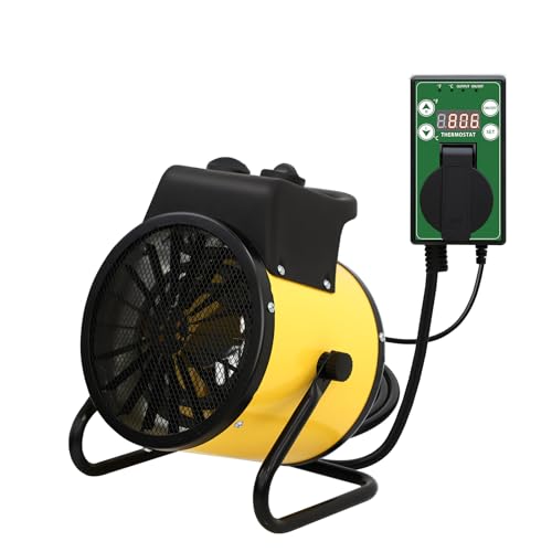 COOS BAY 1500W Radiant Spot Heater with Thermostat, Electric Space Heater for Enclosed Greenhouse, Grow Tent and Compact Workspaces, IPX4 Water-Resistant, 1 Pack, Yellow