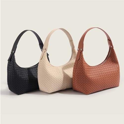 Woven Shoulder Bags for Women, Casual Underarm Bag,Leather Mini Handbags,Dumpling Bag with Zipper,Gift for Christmas2
