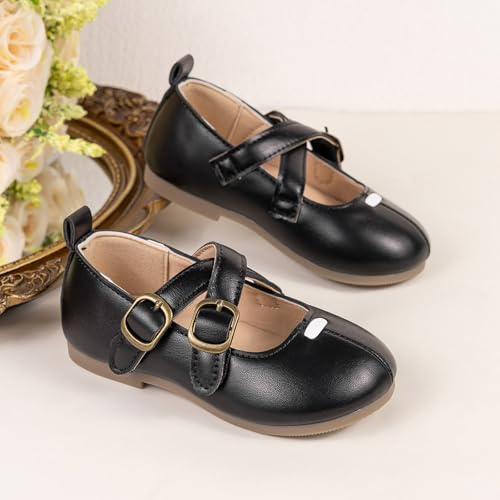 Toddler Girls Mary Jane Shoes Leather Soft School Wedding Strap Sneakers Baby Flat Non Slip Elegant Birthday Shoes4