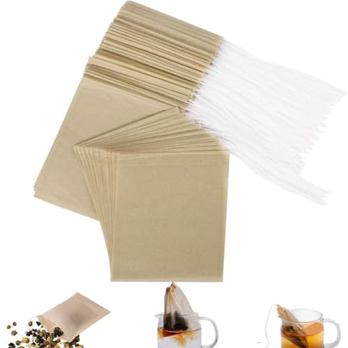 お茶バッグ 100個 使い捨て 無漂白 お茶 ティーバッグ 袋 木材パルプ紙 紐付き お茶パック 袋のみ フィルター濾紙 コーヒー 紅茶 緑茶 麦茶用 ドローアライン