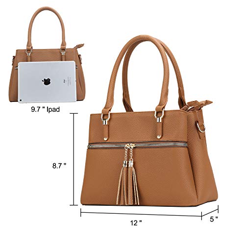 Image of KKXIU Women Satchel Bags Handle Shoulder Handbags and Purses Pockets Zipper Leather Crossbody Bags