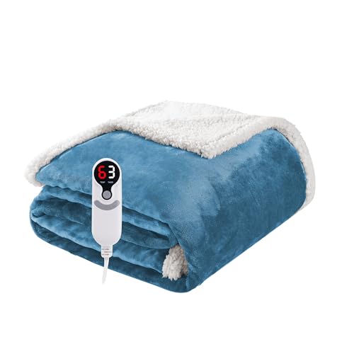 Electric Heated Blanket Throw Size 50"x60", Soft Flannel with Overheat