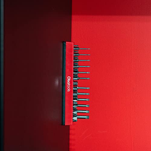 Olsa Tools Hex Bit Organizer With Magnetic Base | Professional Quality Hex Bit Holder For Your Specialty, Drill Or Tamper Bits (Red) #TOP6