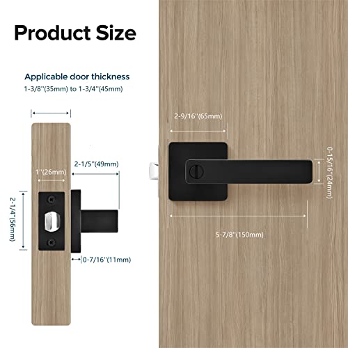 Leydebong 2 Pack Black Door Knobs Interior Door Handles In Matte Black Finish, Privacy Function For Bedroom Bathroom, Heavy Duty Door Handles With Modern Design #TOP3