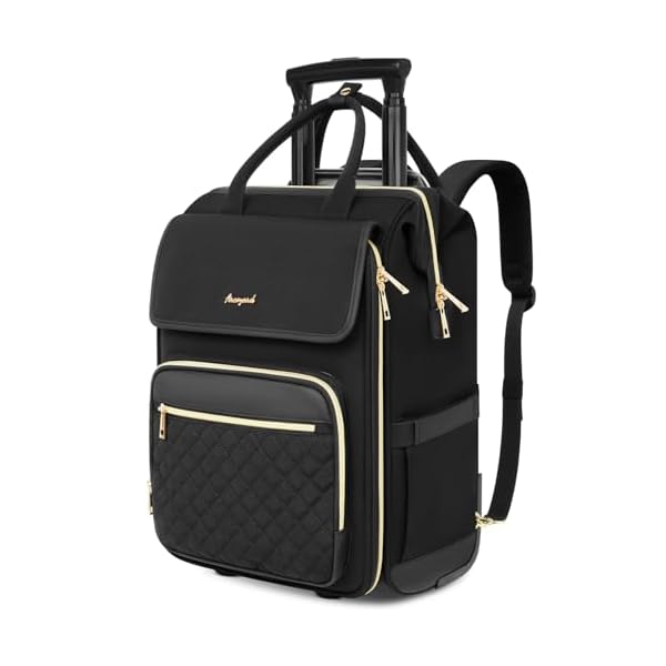 Rolling Backpack for Women, Travel Rolling Laptop Backpack with Wheels, Vertical & Horizontal Storage 2 In 1, Flip-Top Design, Water-Resistant Overnight College Underseat Carry on Luggage