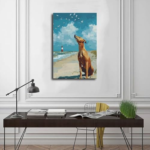 Poster lévrier majestueux 61x91.4 cm toile déco - 3