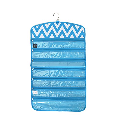 Closet Trolley Hanging Cosmetic Bag - Blue Chevron