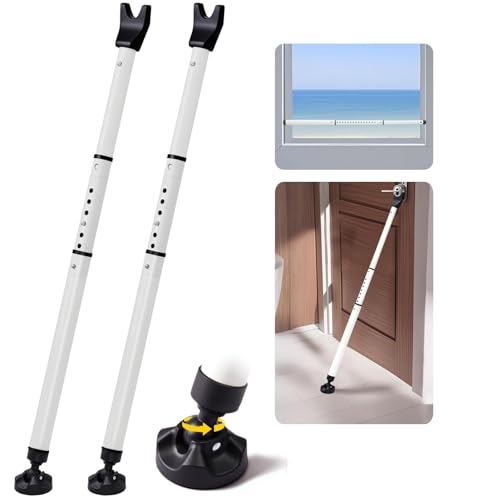 Barre de Sécurité pour Portes Coulissantes, Bloque-Porte de Sécurité Réglable pour Maison & Voyage, Securite Porte d'entrée avec Base Anti-Dérapante, Protection Anti-effraction (58-120cm-2PACK)