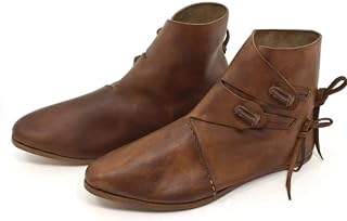 Medieval Renaissance Viking Boots,single nailed sole Brown Costume Leather Boots