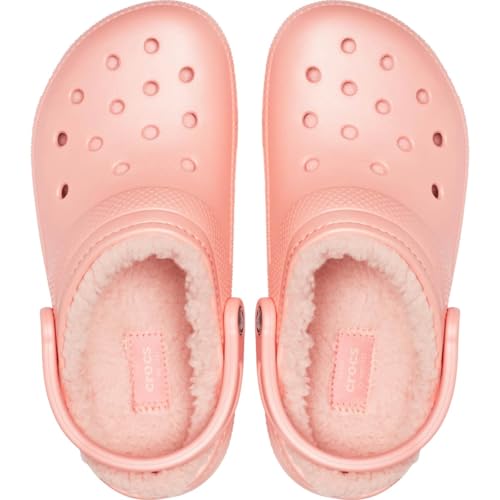 Image of Crocs unisex adult Men's and Women's Classic Lined | Fuzzy Slippers Clog, Melon /Melon, 11 Women 9 Men US